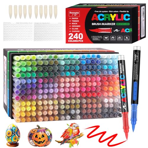 Funnasting 240 Farben Acrylstifte, Pinselspitze Acrylic Marker, Acryl Marker für Malen, Glas, Stoff, Ei, Steinmalerei und DIY-Handwerksartikel Funnasting 240 Farben Acrylstifte, Pinselspitze Acrylic Marker, Acryl Marker für Malen, Glas, Stoff, Ei, Steinmalerei und DIY-Handwerksartikel von Funnasting