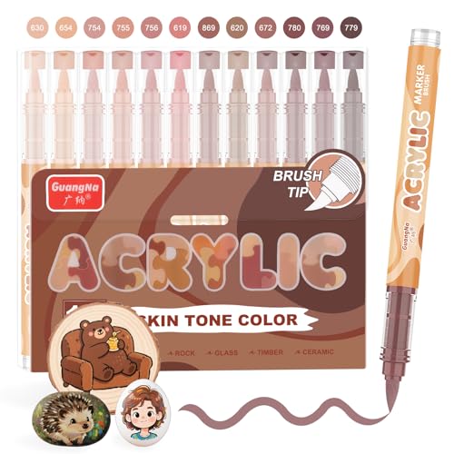 Funnasting Acrylstifte, 12 braune Töne Pro Farbe Serie Acrylic Marker Set für Steinmalerei, Glas, Becher, Holz, Metall, DIY Handwerk Herstellung Funnasting Acrylstifte, 12 braune Töne Pro Farbe Serie Acrylic Marker Set für Steinmalerei, Glas, Becher, Holz, Metall, DIY Handwerk Herstellung von Funnasting