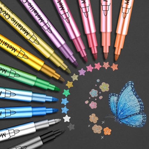 Funnasting Metallic Marker Stifte,12 Farben Metallic Stifte für Steine Wasserfest,Glitzerstifte Set für Fotoalbum,Gästebuch Hochzeit,Scrapbook Zubehör,Schwarzes Papier,Porzellan,Glas,Keramik,Holz,Eier Funnasting Metallic Marker Stifte,12 Farben Metallic Stifte für Steine Wasserfest,Glitzerstifte Set für Fotoalbum,Gästebuch Hochzeit,Scrapbook Zubehör,Schwarzes Papier,Porzellan,Glas,Keramik,Holz,Eier von Funnasting