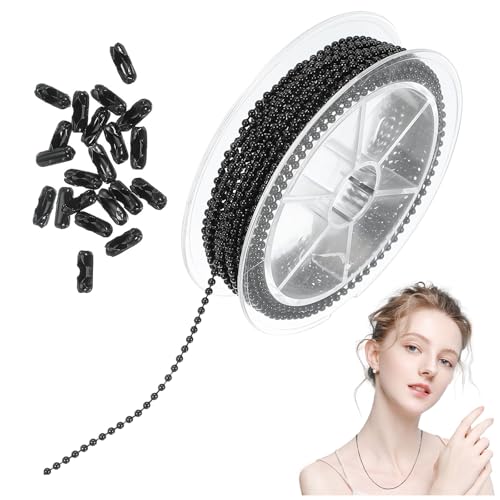 Funngy Kette Edelstahl,5m Schwarze Edelstahl-Kugelkette 2mm mit 20 STK kugelketten Verbinder für DIY-Schmuck Armbänder und Schlüsselanhänger Kugelketten Edelstahl Schwarz Beschichtet Funngy Kette Edelstahl,5m Schwarze Edelstahl-Kugelkette 2mm mit 20 STK kugelketten Verbinder für DIY-Schmuck Armbänder und Schlüsselanhänger Kugelketten Edelstahl Schwarz Beschichtet von Funngy