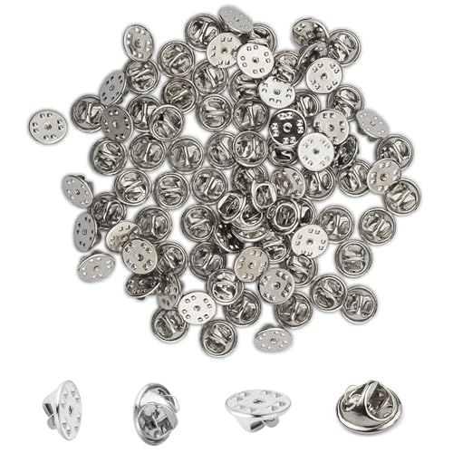 Schmetterling Pin Clutch,50 PCS Anstecker Pin Verschlüsse Butterfly Clips Pin Pin Verschluss Sicher Basteln Abzeichen Pins Schmetterling Pins für DIY Krawatten Jacken Hüte Taschen Silbrig von Funngy