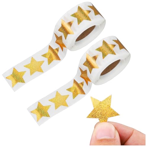 Gold Sterne Aufkleber,2 PCS Aufklebers Sterne Glitzer Sticker Klebesterne Gold Belohnung Sticker Dekorative Aufkleber für Scrapbooking Grußkarten Geschenke Basteln von Funngy