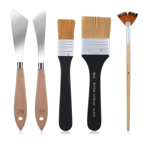 Malmesser Set,5 PCS Spachtel und Flachpinsel für Acrylmalerei und Ölfarben Fächerpinsel Acryl Pinsel Set Malerpinsel Flachpinsel-Set Edelstahl Malmesser für Künstler und Hobbyisten Malmesser Set,5 PCS Spachtel und Flachpinsel für Acrylmalerei und Ölfarben Fächerpinsel Acryl Pinsel Set Malerpinsel Flachpinsel-Set Edelstahl Malmesser für Künstler und Hobbyisten von Funngy