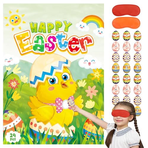 Funnlot Spiel Ostern für Kinder Sticker Spiel,Kleben Sie Eieraufkleber Richtig auf den Hals des Kükens Ostern-Partyspiel,Ostern Basteln Dekoration Ostergeschenke Funnlot Spiel Ostern für Kinder Sticker Spiel,Kleben Sie Eieraufkleber Richtig auf den Hals des Kükens Ostern-Partyspiel,Ostern Basteln Dekoration Ostergeschenke von Funnlot