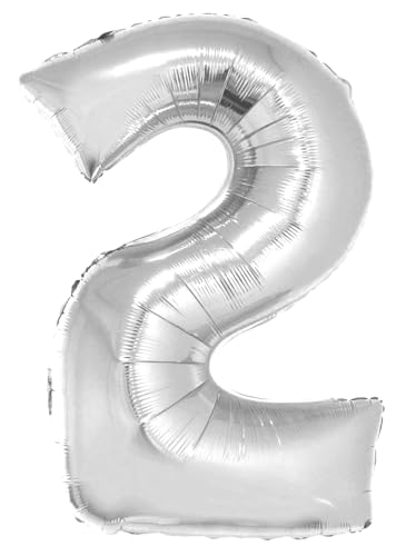 Funny Fashion - Ballon Chiffre 2" in Aluminium Silber 1m Luftballons (e84943) von Funny Fashion