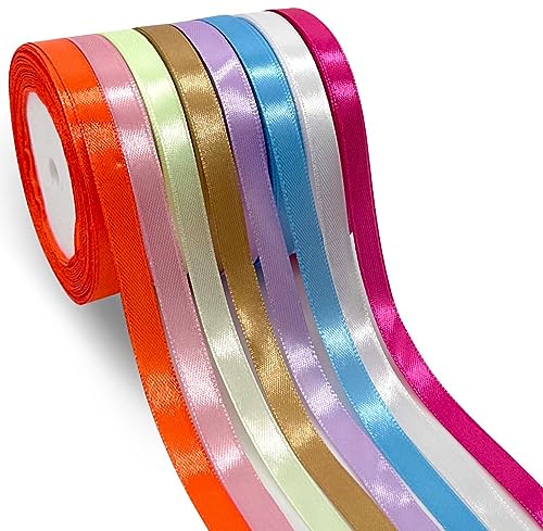 8 Farben 22 m X 10 mm Satinband Stoffband Geschenkband Schleifenband, Schleifen zum Basteln und Dekoration, Geschenk Verpacken, Dekoband für Hochzeitsdekoration von Funny Papi