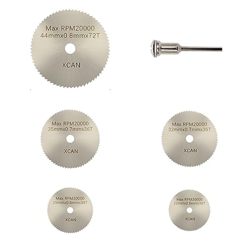 5 x HSS Sägeblätter mit 1/8”Schaft Verlängerungsstange, Schneidrad Klingendorn Drehwerkzeug-Set für das Schneiden von Holz, Kunststoffprodukten, Aluminiumlegierung, Weichmetall von Funnytek