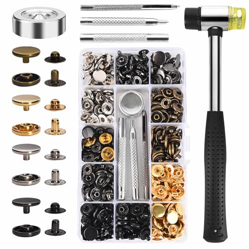 6 Farben Druckknopf Set,120 Stück Druckknöpfe Kupfer 12 mm Druckknöpfe Metall Bronze Kleidung Snaps Taste mit 5 Fixierwerkzeug Kit für Leder Handwerk Jacke Brieftasche Handtasche 6 Farben Druckknopf Set,120 Stück Druckknöpfe Kupfer 12 mm Druckknöpfe Metall Bronze Kleidung Snaps Taste mit 5 Fixierwerkzeug Kit für Leder Handwerk Jacke Brieftasche Handtasche von Funnytek