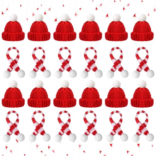 Funrelaxer 24 Stücke Mini Weihnachtsmütze und Schal Set, Mini-Strickmütze des Weihnachten, Kleine Weihnachtsmützen Set für Flaschen, hund und Puppen Funrelaxer 24 Stücke Mini Weihnachtsmütze und Schal Set, Mini-Strickmütze des Weihnachten, Kleine Weihnachtsmützen Set für Flaschen, hund und Puppen von Funrelaxer