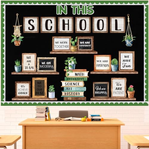 Funrous Pinnwand-Dekorationsset für Topfpflanzen, Grün, Klassenzimmer, Dekoration, motivierende Sukkulenten, Kaktusausschnitte, grüne Pinnwand für Schulanfang, Vorschule, Grundbibliothek, Wandbedarf von Funrous