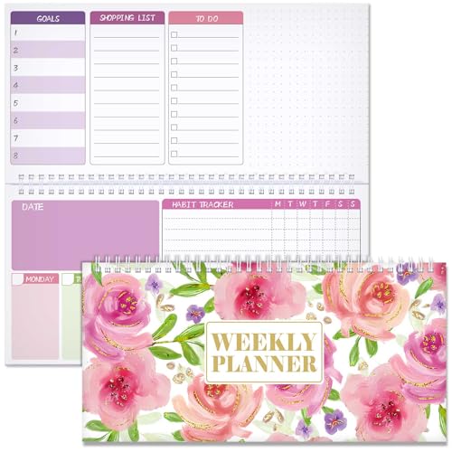 Funrous Undatierter Wochenplaner, Wochenplaner, To-Do-Liste, Notizblock mit Zieleinkauf, horizontaler Schreibtischkalender, Spiralbindung, Taschenkalender für Planer, Erinnerung, Büro, Schule, 30,5 x Funrous Undatierter Wochenplaner, Wochenplaner, To-Do-Liste, Notizblock mit Zieleinkauf, horizontaler Schreibtischkalender, Spiralbindung, Taschenkalender für Planer, Erinnerung, Büro, Schule, 30,5 x von Funrous