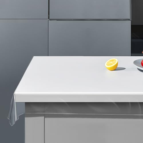 Tischfolie transparent, 153 * 153cm Tischdecke Folie durchsichtig 0.2mm Dicke Tischdecke Durchsichtig PVC Tischfolie Tischdecke Folie Plastik Tischdecke Transparent Tischdecken für Küche von Funtery