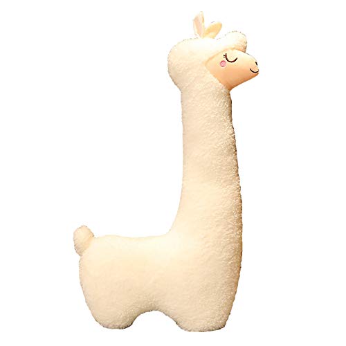 Alpaka Stofftier Plüschtier, Niedliches Tier Kissen, Süße Weiche Kuscheltier Plüsch Spielzeug, Dekoration Plüschkissen Schlafkissen Für Sofa Kinderzimmer, Geschenke Für Baby Kinder Damen-weiß||100CM von Funthy