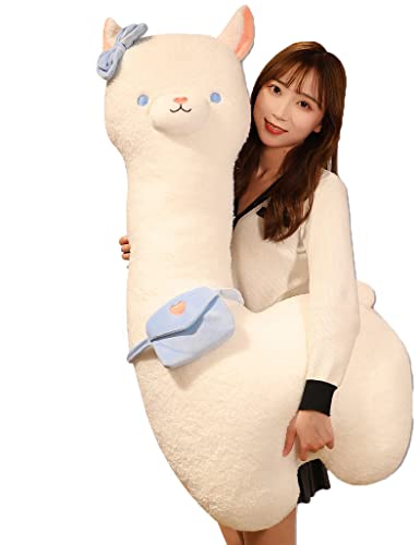 Funthy Alpaka Kuscheltier Plüschkissen Niedliches Stofftier Dekokissen Süße Weiche Plüschtier Schlafkissen Für Sofa Kinderzimmer Plüsch Tier Kissen Geschenke Für Kinder Damen Mädchen-Blau||65CM von Funthy