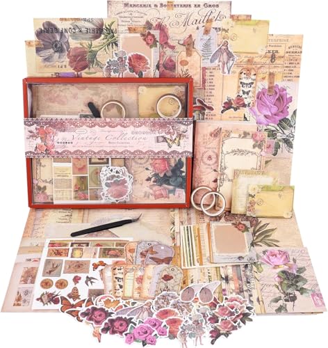 Funto Scrapbooking Kit (96 Teile), Vintage-Sammlung - Rose Angel, Perfekt für Bullet Scrapbooking Materialien, Planner DIY Kunst Handwerk Collage von Funto