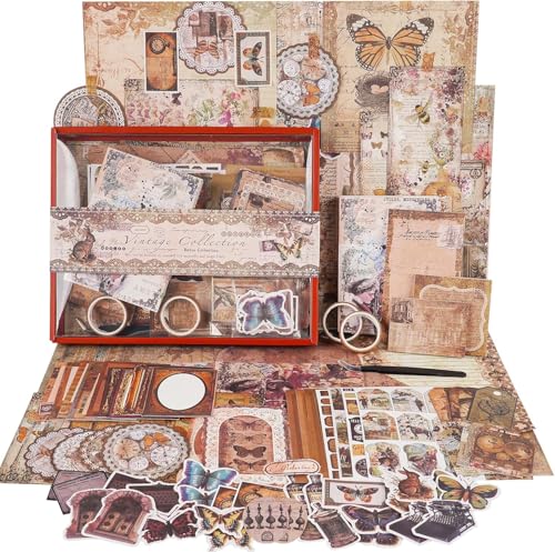 Funto Scrapbooking Kit (96 Teile), Vintage-Sammlung - Wisteria & Schmetterling, Perfekt für Bullet Scrapbooking Materialien, Planner DIY Kunst Handwerk Collage. von Funto