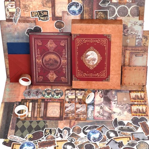 Funto Scrapbooking-Set (185 Teile), Mittelalter Kapitel - Magische Bücher, Perfekt für Bullet Scrapbooking Materialien, Planner DIY Handwerk Collage von Funto