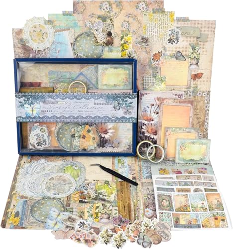 Funto Scrapbooking-Set (96 Teile), Vintage-Sammlung - Wonderland, Perfekt für Bullet Scrapbooking Materialien, Planner DIY Kunst Handwerk Collage von Funto
