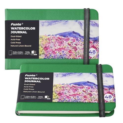 Funto Watercolor Journal 2-Pack, 3.5x5.5in, Blue Cloth Cover, Acid-Free Wood Pulp Paper, Suitable for All Ages, Perfect for Trave Funto Watercolor Journal 2-Pack, 3.5x5.5in, Blue Cloth Cover, Acid-Free Wood Pulp Paper, Suitable for All Ages, Perfect for Trave von Funto
