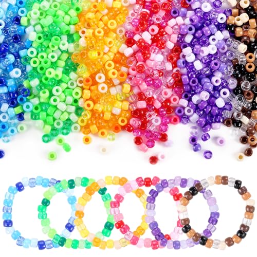 Funtopia 3400 Stück Pony Perlen, 36 Farben Perlen für Armbänder Perlen Set, Kandi Beads für Friendship Bracelet Kit, Bastelperlen Armbänder Selber Machen (6x9mm) von Funtopia