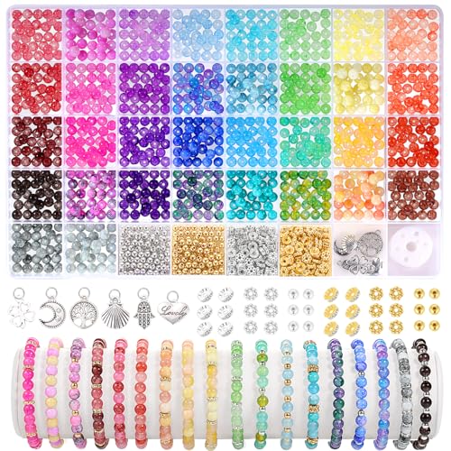 Funtopia Glasperlen für Schmuckherstellung, 6 mm, 1396 Stück, Tintenmuster, Kristallperlen für Armbänder, runde Glasperlen für Halsketten, DIY, Ohrringe, Basteln, mit Abstandshaltern und Anhängern Funtopia Glasperlen für Schmuckherstellung, 6 mm, 1396 Stück, Tintenmuster, Kristallperlen für Armbänder, runde Glasperlen für Halsketten, DIY, Ohrringe, Basteln, mit Abstandshaltern und Anhängern von Funtopia