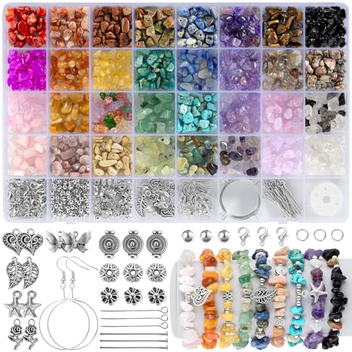 Funtopia Perlen für Armbänder,1200-Kristallperlen zum Auffädeln,32 Farben Natursteinperlen Armband Perlen,Unregelmäßige 5-8mm Gemstones Abstandshalterperle,DIY-bastelsets Selber Machen für Erwachsene Funtopia Perlen für Armbänder,1200-Kristallperlen zum Auffädeln,32 Farben Natursteinperlen Armband Perlen,Unregelmäßige 5-8mm Gemstones Abstandshalterperle,DIY-bastelsets Selber Machen für Erwachsene von Funtopia