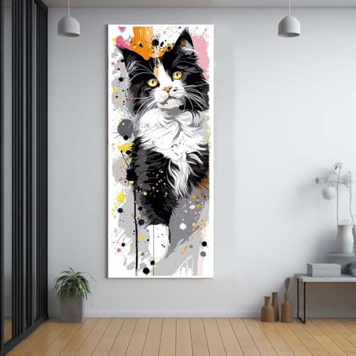 Diamond Painting Katzen Tiere 70x200cm，5D Daiments Painting Erwachsene mit Diamond Painting Zubehör，Groß Diamont Painting bilder Set Full Square Drill Geschenk für mädchen Home Wall Décor D4 von Funxer