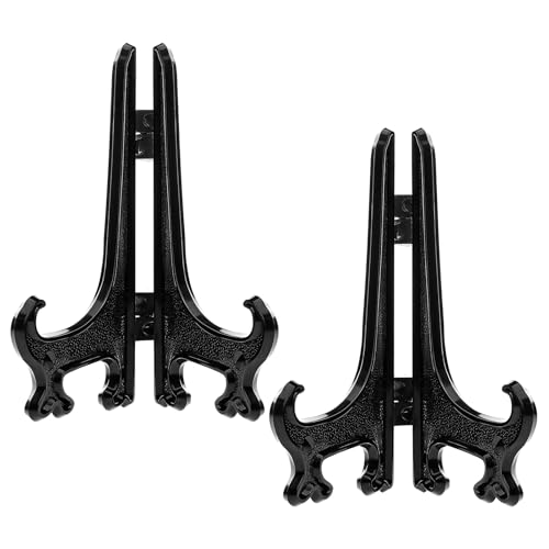 Funzhan 2pcs Schwarz Plastik Acryl Staffelei Fold-Display-Ständer Plastik Bilderrahmen Platten ständer Halter - 17.5 CM von Funzhan