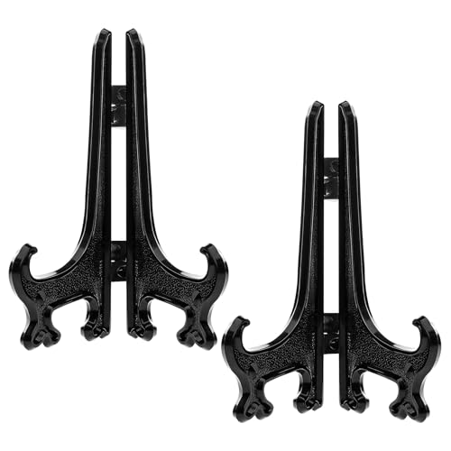 Funzhan 2pcs Schwarz Plastik Acryl Staffelei Fold-Display-Ständer Plastik Bilderrahmen Platten ständer Halter - 20 CM von Funzhan