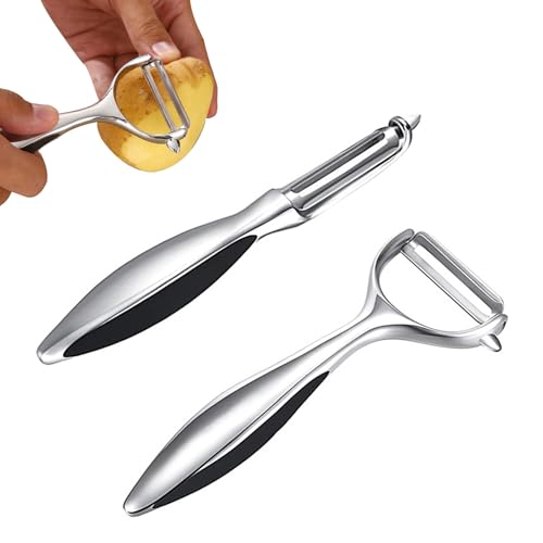 2 Stück Schäler Sparschäler, Edelstahl Zweischneidig Pendelklinge, Kartoffelschäler Edelstahl Gemüseschäler, Universalschäler für Obst und Gemüse 2 Stück Schäler Sparschäler, Edelstahl Zweischneidig Pendelklinge, Kartoffelschäler Edelstahl Gemüseschäler, Universalschäler für Obst und Gemüse von Fuonmka