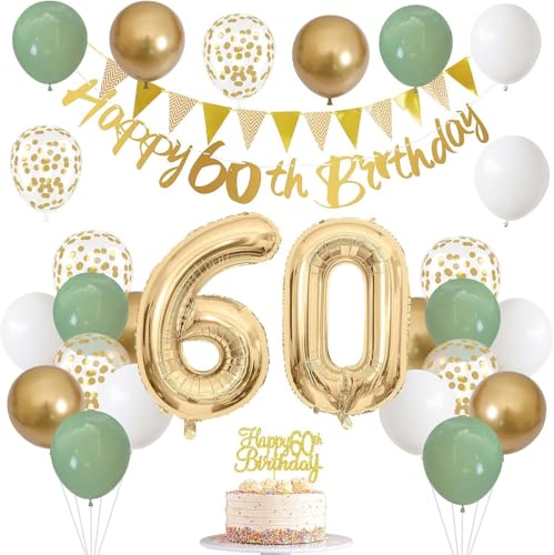 32 Pcs Deko 60 Geburtstag Mann,Deko 60 Geburtstag Frau, Geburtstagsdeko Geschenk ,Happy Birthday Girlande,Folienballon Zahl 60,60 Happy Birthday Ballon,60 Geburtstagsdeko ,Luftballons Grün 32 Pcs Deko 60 Geburtstag Mann,Deko 60 Geburtstag Frau, Geburtstagsdeko Geschenk ,Happy Birthday Girlande,Folienballon Zahl 60,60 Happy Birthday Ballon,60 Geburtstagsdeko ,Luftballons Grün von FuouYA