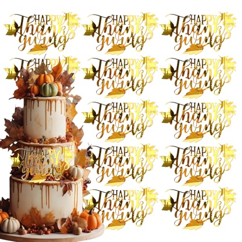Tortenaufsatz, Acryl, Spiegel, Cupcake-Topper, graviert, Happy Thanksgiving, Kuchendekoration, Dekoration für Herbst, Party, Dessert, DIY-Dekoration, 12 Stück Tortenaufsatz, Acryl, Spiegel, Cupcake-Topper, graviert, Happy Thanksgiving, Kuchendekoration, Dekoration für Herbst, Party, Dessert, DIY-Dekoration, 12 Stück von Furimuk