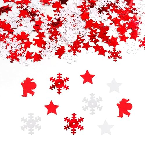 Weihnachts-Schneeflocken-Party-Tischstreu-Konfetti, rot-weiße Schneeflocke, Weihnachtsmann, Glitzer-Pailletten für Bastelarbeiten, Babyparty-Dekoration, Weihnachtsfeier, Streusel Weihnachts-Schneeflocken-Party-Tischstreu-Konfetti, rot-weiße Schneeflocke, Weihnachtsmann, Glitzer-Pailletten für Bastelarbeiten, Babyparty-Dekoration, Weihnachtsfeier, Streusel von Furimuk