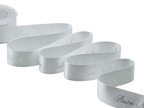 Furlanis - Satinband Boutique Klingen Mit Laminiertem Siebdruck und elegantem Dekor Frohe Weihnachten - Silber, 25 mm x 10 m von Furlanis