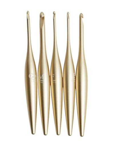 Furls CrochetGold Streamline Metall, mattes Finish und poliert, Häkelnadeln mit ergonomischem Griff, 7 Zoll (poliert, E – 3,50 mm) von Furls Crochet