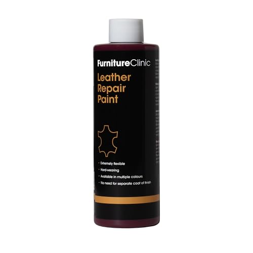 Furniture Clinic Lederreparatur-Farbe & Farbauffrischung | Selbstversiegelnder Lederfarbstoff für schnelle + einfache Ledersanierung | Ledersofas, Autositze, Lederschuhe (Bordeaux, 250ml) von Furniture Clinic