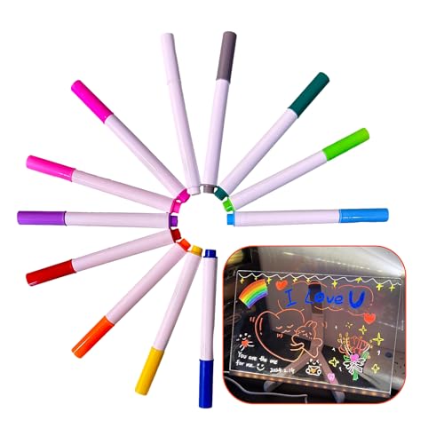 Furrbudie 12 Stück LED-Nachrichtennotizen, Neon-Farben, LED-Nachrichtenbrett-Marker, trocken abwischbare Textmarker für Kritzelei-Zeichnen, beleuchtetes Zeichenbrett, Glasmarker Furrbudie 12 Stück LED-Nachrichtennotizen, Neon-Farben, LED-Nachrichtenbrett-Marker, trocken abwischbare Textmarker für Kritzelei-Zeichnen, beleuchtetes Zeichenbrett, Glasmarker von Furrbudie