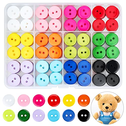 300 Stück Bunte Knöpfe 15mm 2-Loch Harz Rund Mit Aufbewahrungsbox für Nähen Kinder DIY Handwerk Scrapbooking und Dekorieren, 12 Farben 300 Stück Bunte Knöpfe 15mm 2-Loch Harz Rund Mit Aufbewahrungsbox für Nähen Kinder DIY Handwerk Scrapbooking und Dekorieren, 12 Farben von Furuising