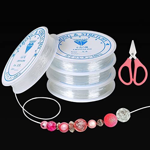 Furuising 4 Bände Nylonschnur Transparent, 0.8mm Gummiband für Armbänder, Unsichtbar Elastic Nylonfaden Reißfest mit Schere für Herstellung von Armbändern, Ketten oder Anderen Firlefanz DIY Furuising 4 Bände Nylonschnur Transparent, 0.8mm Gummiband für Armbänder, Unsichtbar Elastic Nylonfaden Reißfest mit Schere für Herstellung von Armbändern, Ketten oder Anderen Firlefanz DIY von Furuising