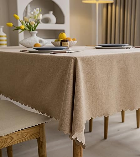 Fusehngre Wasserdichtes Rechteck Tischtuch Baumwolle Leinen Tischdecke Öl Spill Proof Falten resistent für Indoor, Outdoor, Essen, Küche von Fusehngre