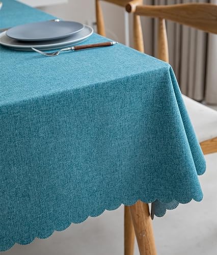 Wasserdichtes Rechteck Tischtuch Baumwolle Leinen Tischdecke Öl Spill Proof Falten resistent Tischtuch für Indoor, Outdoor, Essen, Küche 140 x 140 cm Blau von Fusehngre
