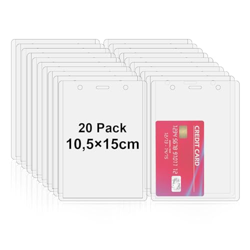 Fushing 20 PCS A6 Ausweishülle, ID Card Namensschild Ausweishalter Displayschutzfolie Locher für Business Schule Event 150x105mm von Fushing