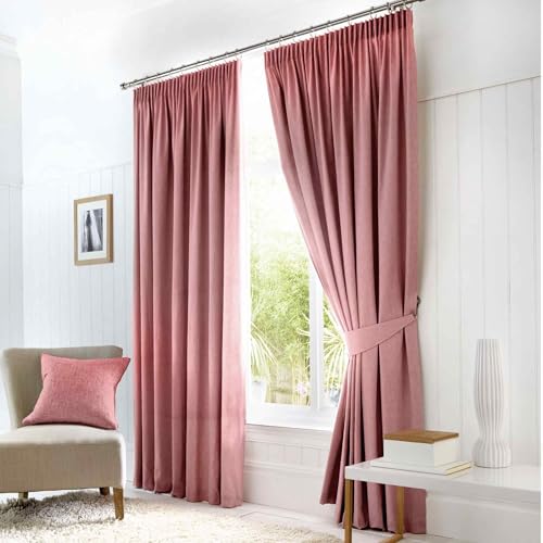 Fusion Dijon Paar Bleistift-Faltenvorhänge, Polyester, Blush, 117 x 137cm von Fusion