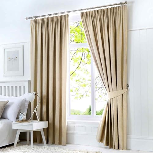Fusion Dijon Paar Bleistift-Faltenvorhänge, Polyester, Natur, 168 x 137cm Fusion Dijon Paar Bleistift-Faltenvorhänge, Polyester, Natur, 168 x 137cm von Fusion