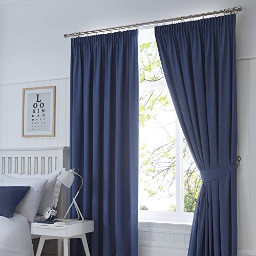 Fusion Dijon Paar Bleistift-Faltenvorhänge, Polyester, Navy, 168 x 137cm, 2 von Fusion