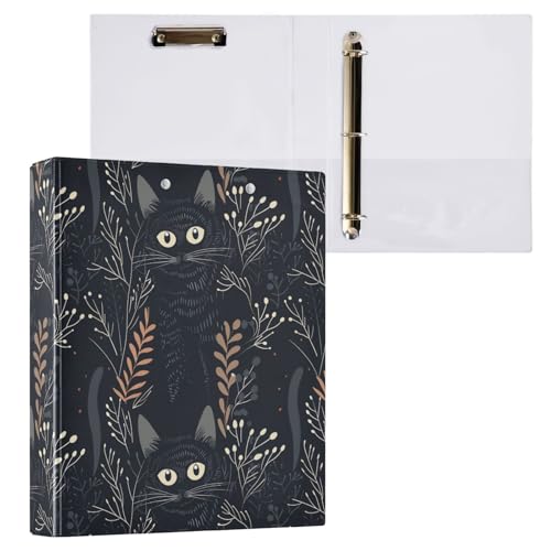 Black Cat Botanical Leaves 3-Ringbuch, 3,8 cm, dekorativer D-Ringordner mit Klemmbrett und 3 transparenten Taschen, hält 200 Blatt A4-Papier, wasserdichte Ordner für Schule, Zuhause, Büro Black Cat Botanical Leaves 3-Ringbuch, 3,8 cm, dekorativer D-Ringordner mit Klemmbrett und 3 transparenten Taschen, hält 200 Blatt A4-Papier, wasserdichte Ordner für Schule, Zuhause, Büro von Fustylead