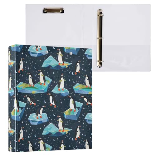 Funny Penguin Glaciers Black 3-Ringbuch, 3,8 cm, dekorativer D-Ringordner mit Klemmbrett und 3 transparenten Taschen, für 200 Blatt A4-Papier, wasserdichte Ordner für Schule, Zuhause, Büro Funny Penguin Glaciers Black 3-Ringbuch, 3,8 cm, dekorativer D-Ringordner mit Klemmbrett und 3 transparenten Taschen, für 200 Blatt A4-Papier, wasserdichte Ordner für Schule, Zuhause, Büro von Fustylead