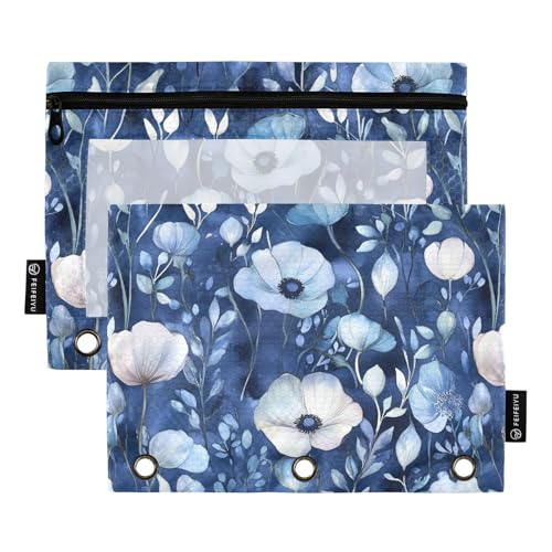 Fustylead Aquarell-Mohnblumen auf blauem Hintergrund, 2 Stück, Stiftebeutel für 3-Ringordner, großes Fassungsvermögen, Federmäppchen mit transparentem Fenster, für Schule, Büro, Kosmetik, Kinderbedarf Fustylead Aquarell-Mohnblumen auf blauem Hintergrund, 2 Stück, Stiftebeutel für 3-Ringordner, großes Fassungsvermögen, Federmäppchen mit transparentem Fenster, für Schule, Büro, Kosmetik, Kinderbedarf von Fustylead