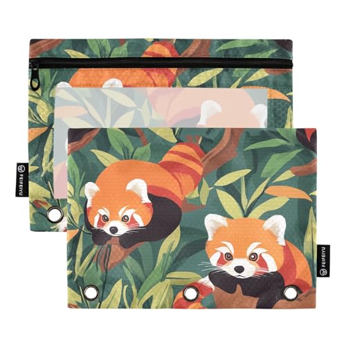 Fustylead Federmäppchen mit niedlichem Cartoon-Motiv und rotem Panda auf Ast, 2 Stück für 3-Ringordner, große Kapazität, Binder-Bleistifttasche mit transparentem Fenster, für Schule, Büro, Kosmetik Fustylead Federmäppchen mit niedlichem Cartoon-Motiv und rotem Panda auf Ast, 2 Stück für 3-Ringordner, große Kapazität, Binder-Bleistifttasche mit transparentem Fenster, für Schule, Büro, Kosmetik von Fustylead