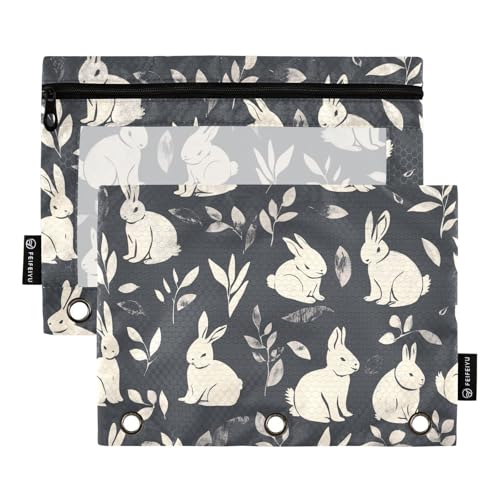 Fustylead Handgezeichnete Osterhasen-Silhouetten, 2 Stück, Bleistiftbeutel für 3-Ringordner, große Kapazität, Binder-Bleistifttasche mit transparentem Fenster für Schule, Büro, Kosmetik, Kinderbedarf Fustylead Handgezeichnete Osterhasen-Silhouetten, 2 Stück, Bleistiftbeutel für 3-Ringordner, große Kapazität, Binder-Bleistifttasche mit transparentem Fenster für Schule, Büro, Kosmetik, Kinderbedarf von Fustylead